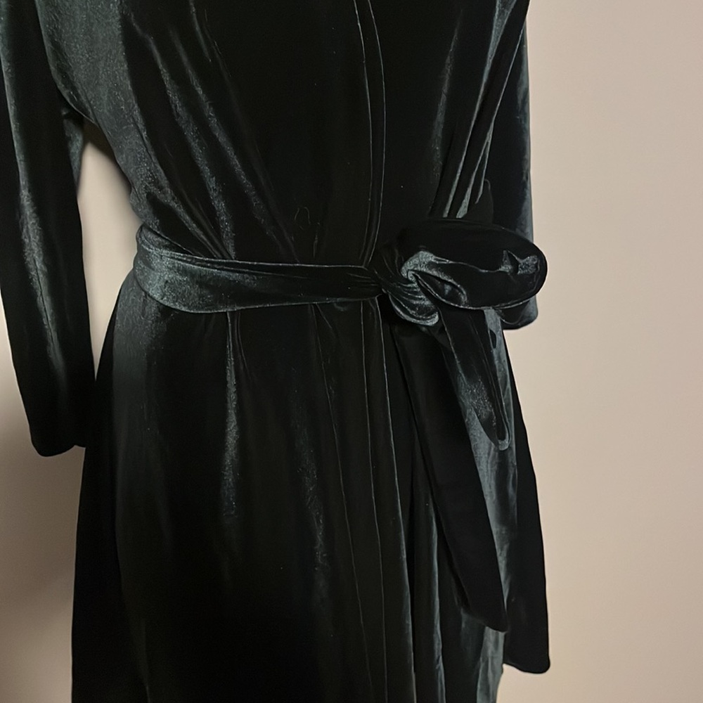 Velvety Deep Green Zara Women Dress XS - Picture 4 of 5